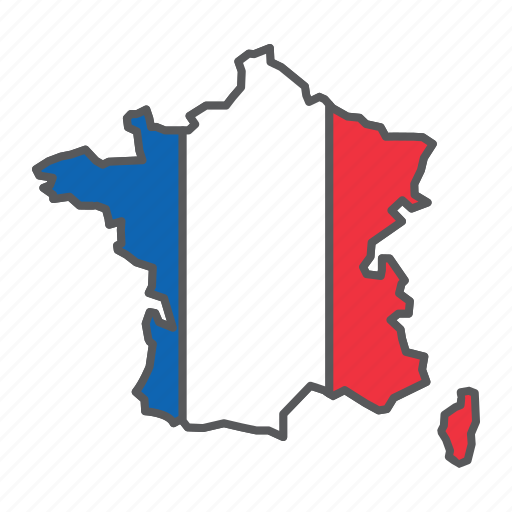 Map, france, country, geograpgy, travel, contour, flag icon - Download on Iconfinder