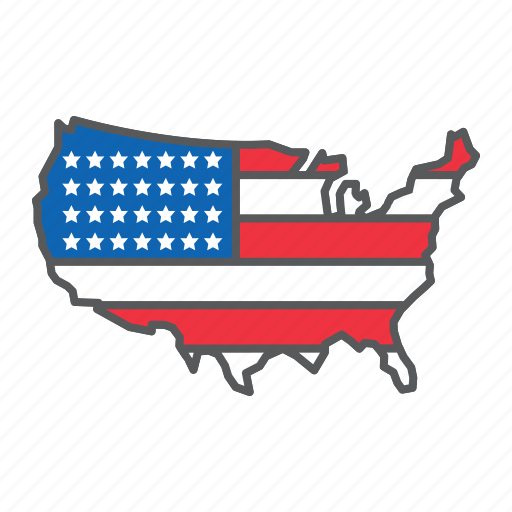 Map, usa, america, country, travel, contour, flag icon - Download on Iconfinder