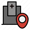 hospital, location, navigation, pin, map