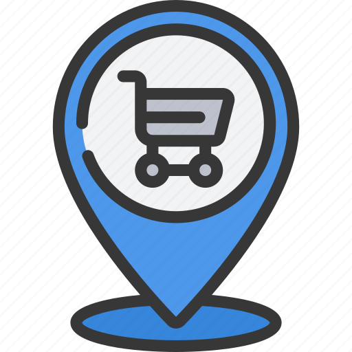 Shop, pin, travel, cart, trolley, location icon - Download on Iconfinder