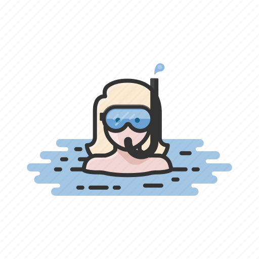 Blonde, snorkel, snorkeling, swim, swimming, woman icon - Download on Iconfinder