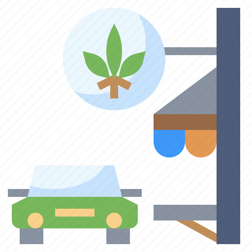 Cannabis, car, drugs, marijuana, premium, store, through icon - Download on Iconfinder