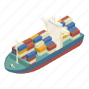 container, ship, isometric