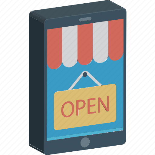 Hanging sign, m commerce, mobile shopping, open sign, shop sign icon - Download on Iconfinder