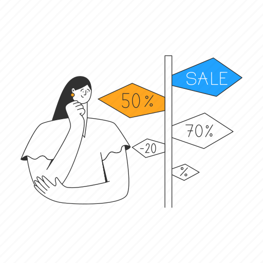 Thinks, discount, choose, sale, choice, shopping, selection illustration - Download on Iconfinder