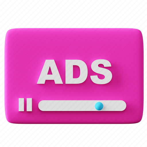 Video, advertising, video advertising, web ads, online advertisement, online ads, video marketing 3D illustration - Download on Iconfinder