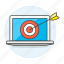 ad, aim, analysis, arrow, laptop, marketing, target 