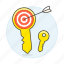 aim, arrow, key, lock, market, marketing, target 