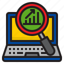 analytics, business, chart, glass, magnifier, search