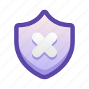 cross, shield, security, virus, unprotected