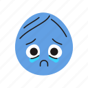 oval, blue, crying, character, upset, sadness