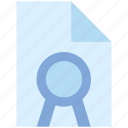 document, file, medal, page, paper, prize, ribbon