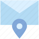 envelope, location, mail, map, message, pin, pointer