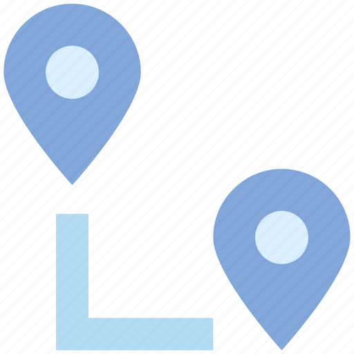 Connection, direction, gps, locate, locations, pins, two icon - Download on Iconfinder