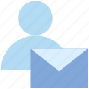 email, envelope, letter, mail, message, person, user 