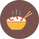 bowl, chopsticks, food, meal, prawn, rice, shrimp