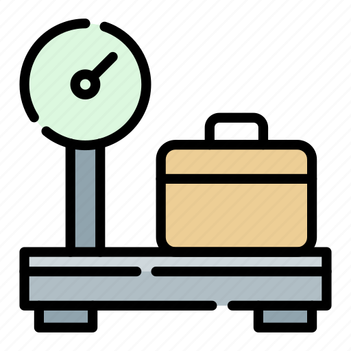 Airport, scales, luggage, baggage, counter, overweight, scale icon - Download on Iconfinder