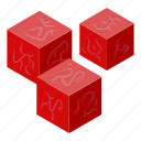 cartoon, cubes, food, isometric, man, meat, red