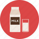 beverage, bottle, cow, drink, flour, glass, milk
