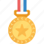 game medal, gold medal, olympic medal, sports award, star medal 