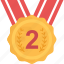award, medal, position medal, reward, second 