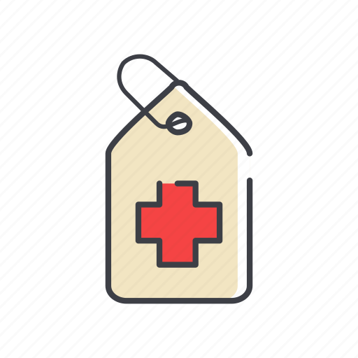 Tag, badge, healt, hospital, label, red cross icon - Download on Iconfinder