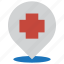 healthcare, hospital, location, medical, pin 