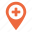 hospital, maps, location, medical, pin 
