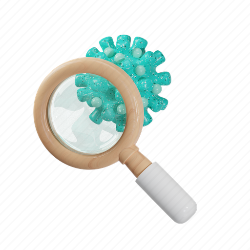 Magnifying, glass, germ, virus, medical, bacteria, search 3D illustration - Download on Iconfinder