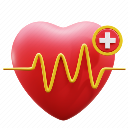 Heart rate, cardiogram, heartbeat, heart, pulse 3D illustration - Download on Iconfinder