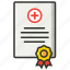 certificate, health report, medical certificate, medical license, medical record 