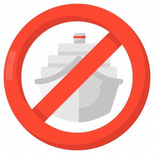 Forbidden ship, ship ban, ship prohibition, stop, stop shipping, travel prohibition, water cargo ban icon - Download on Iconfinder