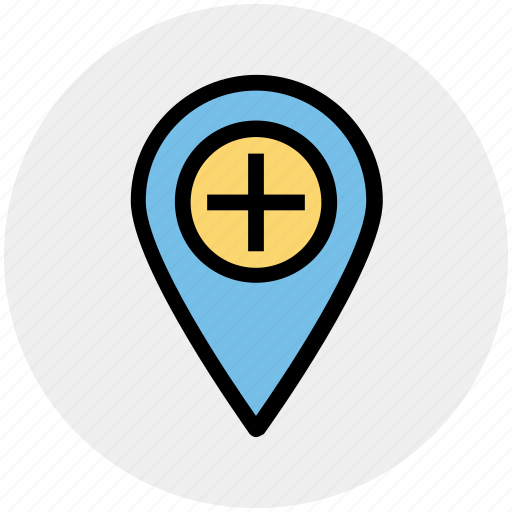 Hospital map pin, location marker, location pin, location pointer, locator, map marker icon - Download on Iconfinder