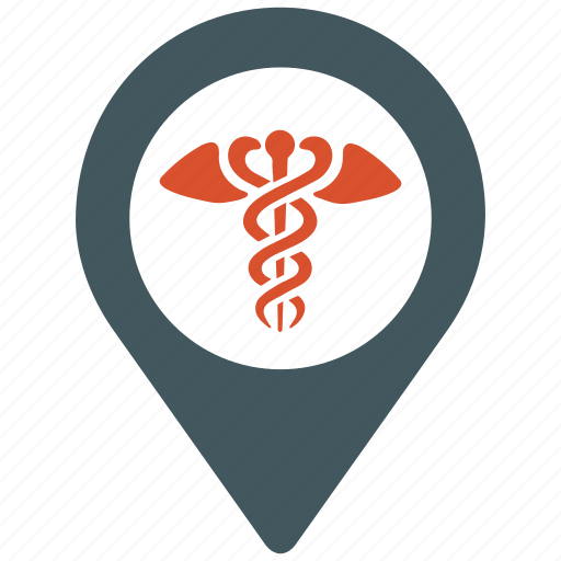 Caduceus, gps, health care, locate, location, map, medical icon - Download on Iconfinder