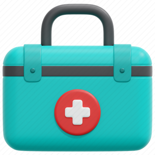 First, aid, kit, medical, box, hand, bag 3D illustration - Download on Iconfinder