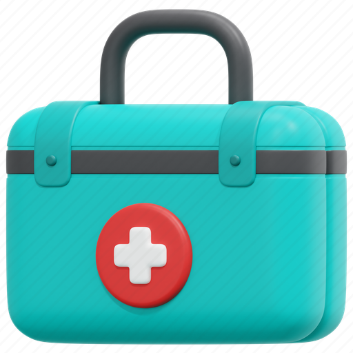 First, aid, kit, medical, box, hand, bag 3D illustration - Download on Iconfinder