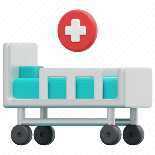 Hospital, bed, medical, health, equipment, 3d 3D illustration - Download on Iconfinder