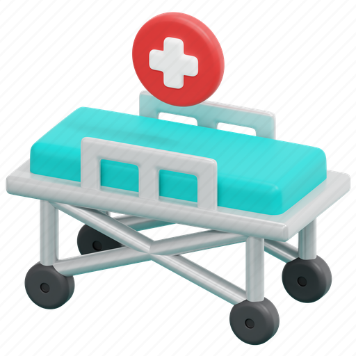 Stretcher, medical, emergency, bed, hospital, equipment, 3d icon - Download on Iconfinder