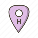 hospital, hospital location, hospital pin 
