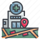 location, hospital, pin, navigation, map