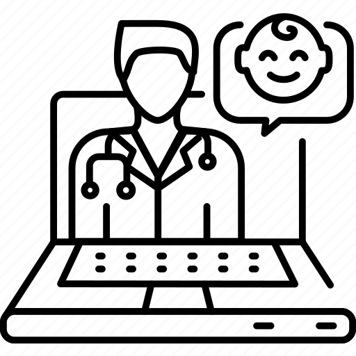 Pediatrician, consultation, laptop icon - Download on Iconfinder