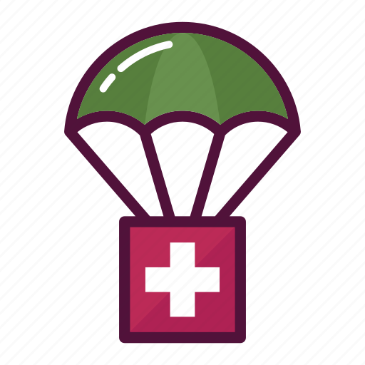 Assistance, humanitarian, medicine, parachute, sending, doctor, healthcare icon - Download on Iconfinder