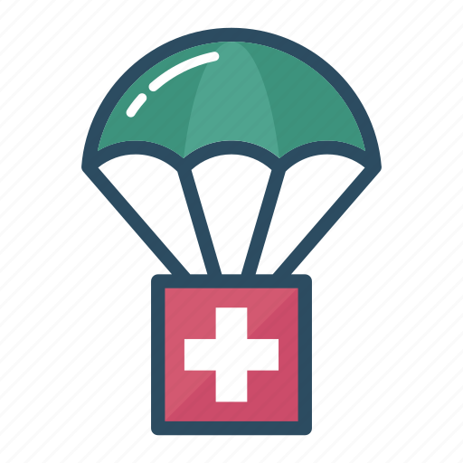 Assistance, humanitarian, medicine, parachute, sending, first aid, pharmacy icon - Download on Iconfinder