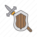medieval, spear, shield, weapon, army
