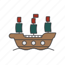 medieval, warship, ship, boat, battleship, transport