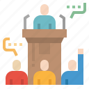conference, podium, question, speaking, speech