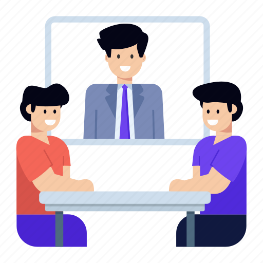 Online seminar, video chat, online meeting, webinar, virtual meeting illustration - Download on Iconfinder