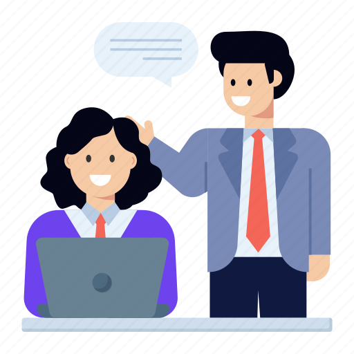 Colleagues discussion, workplace discussion, employee and boss, workplace conversation, team discussion illustration - Download on Iconfinder