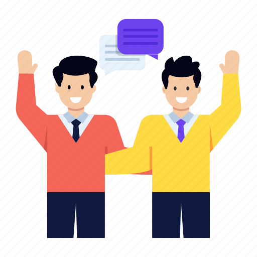 Colleagues, teammates, conversation, happy colleagues, discussion illustration - Download on Iconfinder