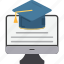 e, education, graduation, learning, lesson, online 